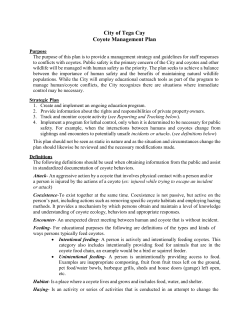 City of Tega Cay Coyote Management Plan