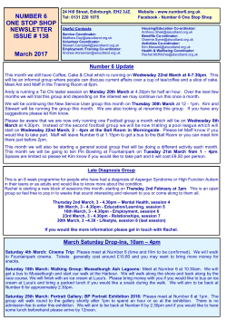 NUMBER 6 ONE STOP SHOP NEWSLETTER ISSUE # 138 March