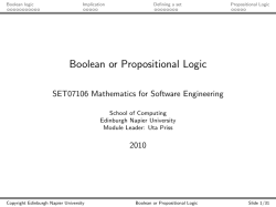 Boolean or Propositional Logic