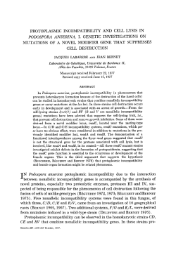 protoplasmic incompatibility and cell lysis in podospora