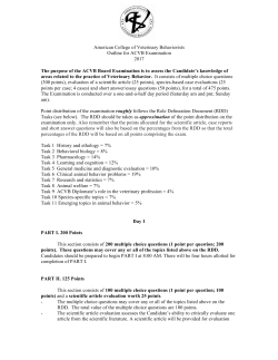 American College of Veterinary Behaviorists Outline for ACVB