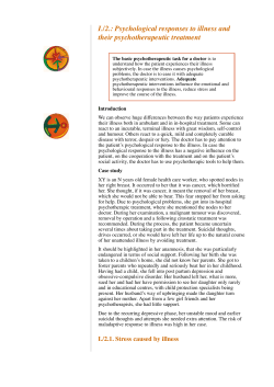 I./2.: Psychological responses to illness and their psychotherapeutic