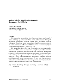 An Analysis On Subtitling Strategies Of Romeo And Juliet Movie