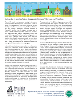 Indonesia &ndash; A Muslim Nation Struggles to Promote Tolerance and