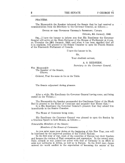 Secretary to the Governor General. Honourable Members of the