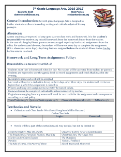 7th Grade Language Arts, 2016-2017 Absences: Homework and