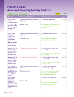 Planning Guide Advanced Counting to Early Additive