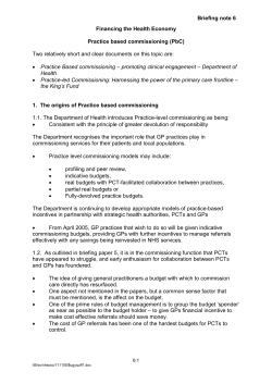 FHE Briefing note 6 - Practice based commissioning PDF 101 K