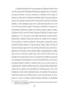 A settlement hierarchy refers to the arrangement of