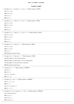 Lecture 7 and 8: Exercises