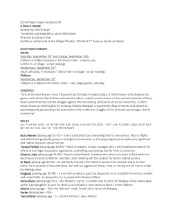 ECHO Players Open Auditions for A DOLL`S HOUSE Written by