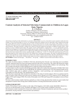 Content Analysis of Selected Television Commercials to Children in
