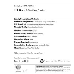 Barbican Hall J. S. Bach St Matthew Passion