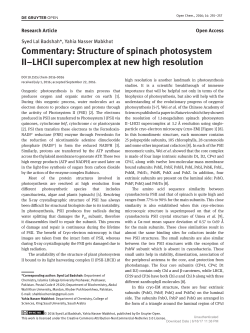 Commentary: Structure of spinach photosystem II&ndash;LHCII