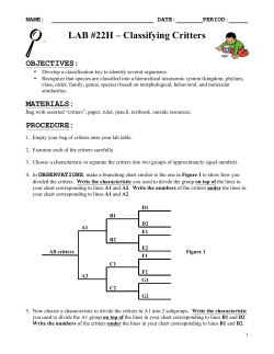 LAB 22H - Classifying Critters