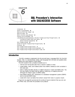 SQL Procedure`s Interaction with SAS/ACCESS Software