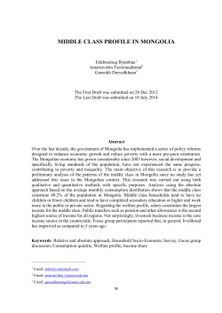 MIDDLE CLASS PROFILE IN MONGOLIA