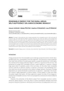 Studia Obszar&oacute;w Wiejskich, t.38, Renewable energy for the rural