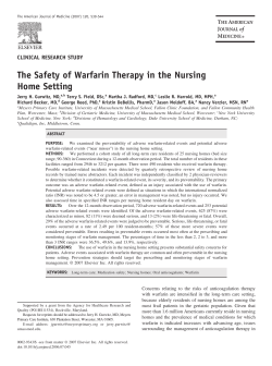 The Safety of Warfarin Therapy in the Nursing Home Setting