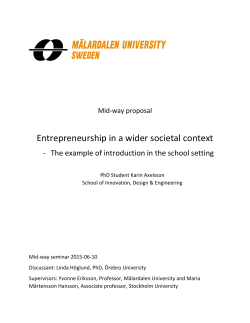 Entrepreneurship in a wider societal context