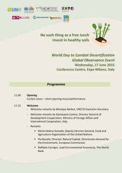 No such thing as a free lunch Invest in healthy soils World Day to