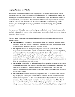 Judging: Positives and Pitfalls