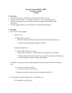 Parasitic Scope (Barker 2007) 1. Overview 2. The data