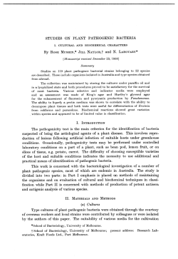 STUDIES ON PLANT PATHOGENIC BACTERIA The pathogenicity