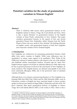 Potential variables for the study of grammatical variation