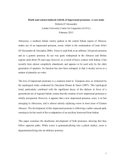 1 Death and contact-induced rebirth of impersonal pronouns. A case