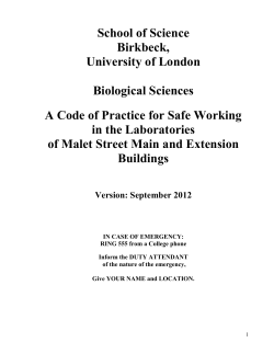 Code of Practice for Safe Working in the Laboratories