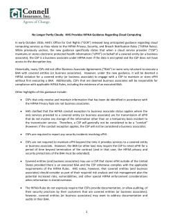 No Longer Partly Cloudy: HHS Provides HIPAA Guidance