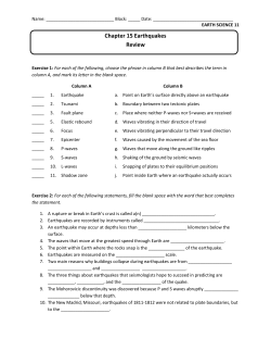 Chapter 15 Earthquakes Review