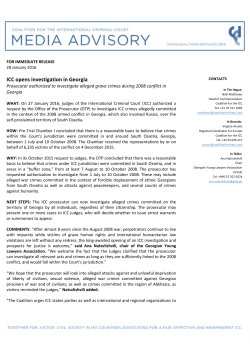 ICC opens investigation in Georgia - Coalition for the International