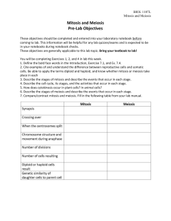 Mitosis and Meiosis Pre