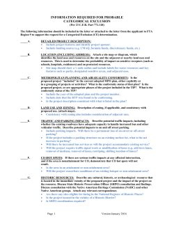 INFORMATION REQUIRED FOR PROBABLE CATEGORICAL
