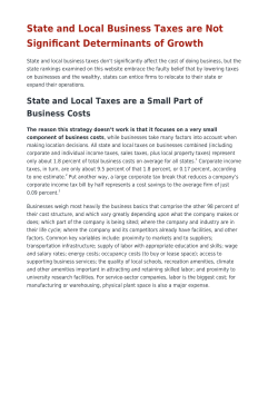 State and Local Business Taxes are Not Significant Determinants of