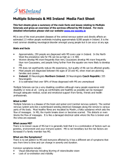 Multiple Sclerosis and MS Ireland Fact Sheet