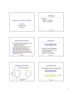 Divide and Conquer Sorting Readings &mdash;Divide and Conquer