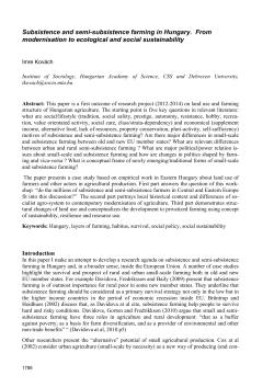 Subsistence and semi-subsistence farming in Hungary. From
