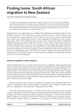 Finding home: South African migration to New Zealand