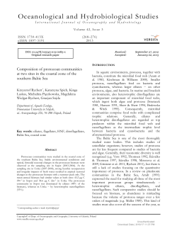 Composition of protozoan communities at two sites in the coastal
