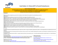 Social Studies: U.S. History (1877 to Present) Pacing Resource