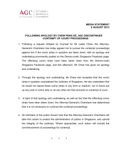 MEDIA STATEMENT 6 AUGUST 2013 FOLLOWING APOLOGY BY