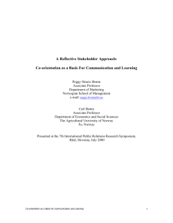 A Reflective Stakeholder Approach: Co