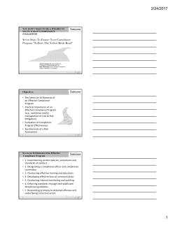 Seven Steps To Ensure Your Compliance Program “Follows The