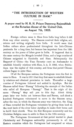 "THE INTRODUCTION OF WESTERN CULTURE IN SIAM."