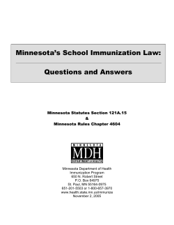 Minnesota`s School Immunization Law
