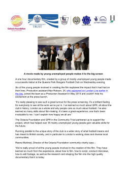 A movie made by young unemployed people makes it to the big