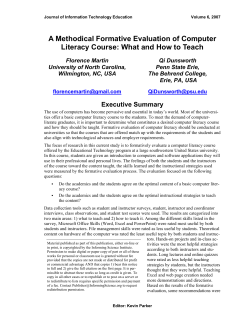 A Methodical Formative Evaluation of Computer Literacy Course